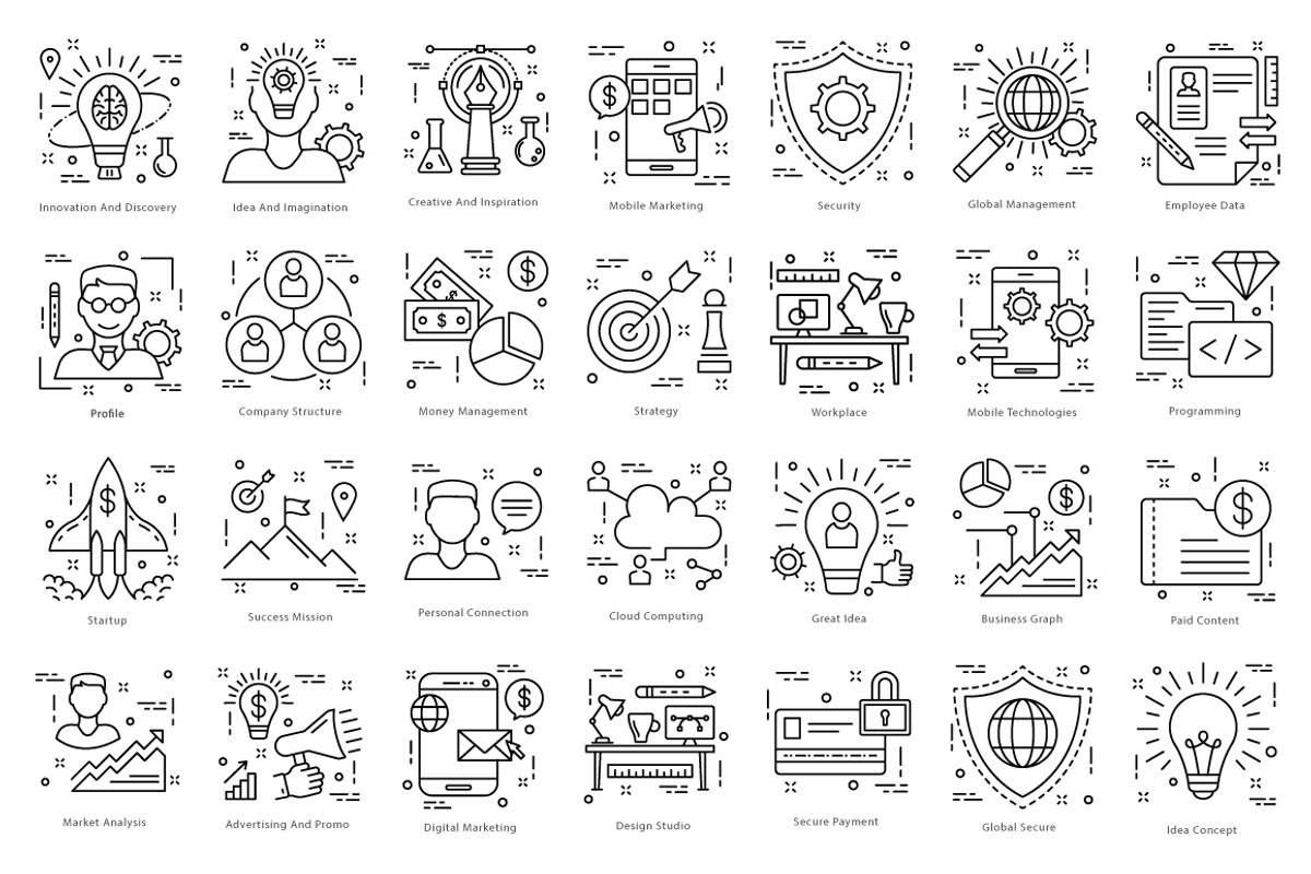 615 Flat Line Icons, an Outline Icon by Creative Stall