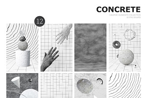 Concrete Brutal 3D Shapes Graphics