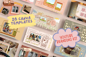 26 Canva Templates Youtube Branding, a Social Media Template by Ivyandpalette