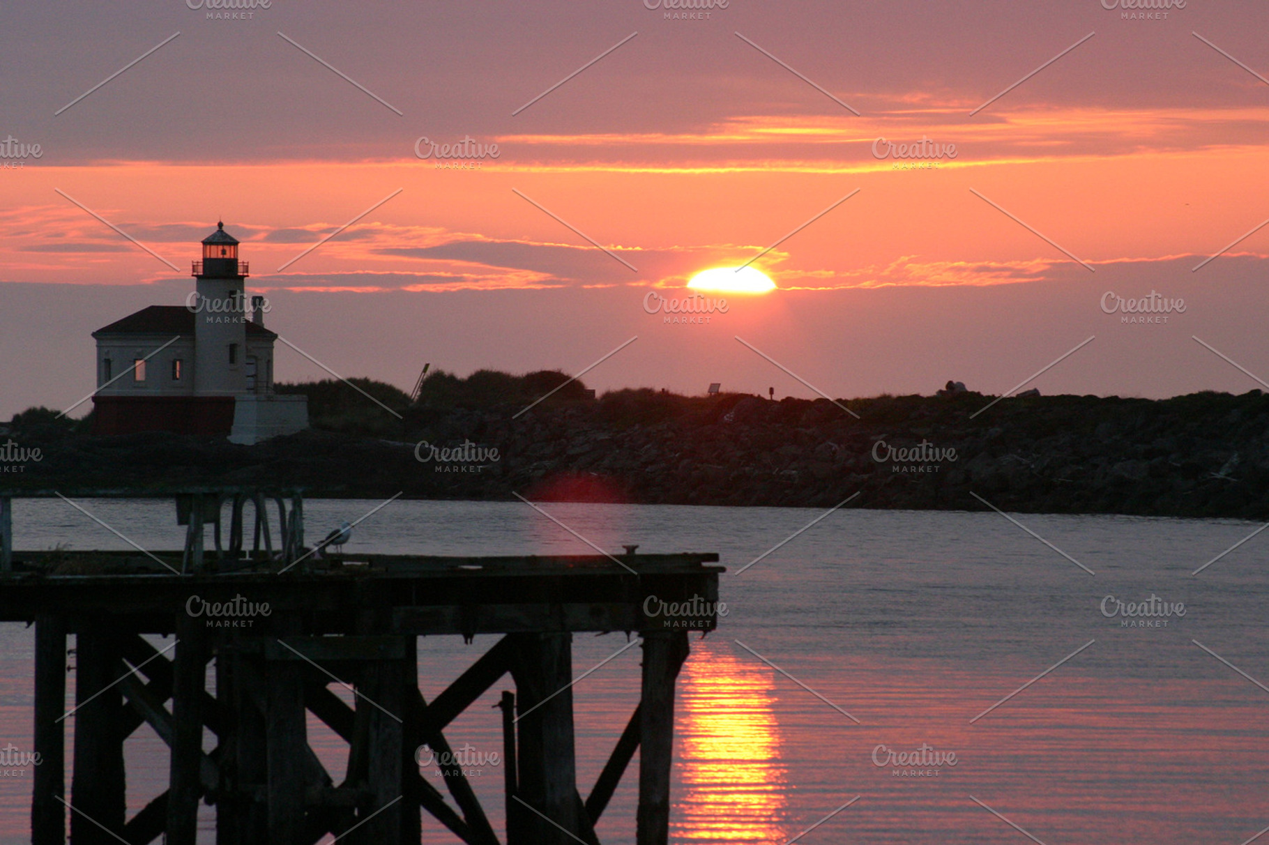 Coquille River Lighthouse Sunset