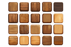 Wooden square game buttons. Isolated, a Texture Illustration by Valerie Bodnar