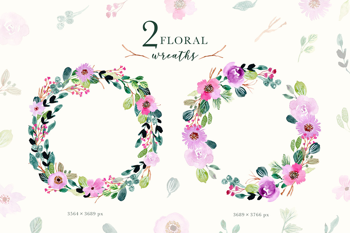 Purple Vibes - Watercolor Clipart, a Decorative Illustration by wulano (Photo 3 of 7)