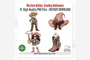 Western Gothic Cowboy Halloween, a Seasonal Illustration by Tanya Kart (Thumbnail 8 of 10)