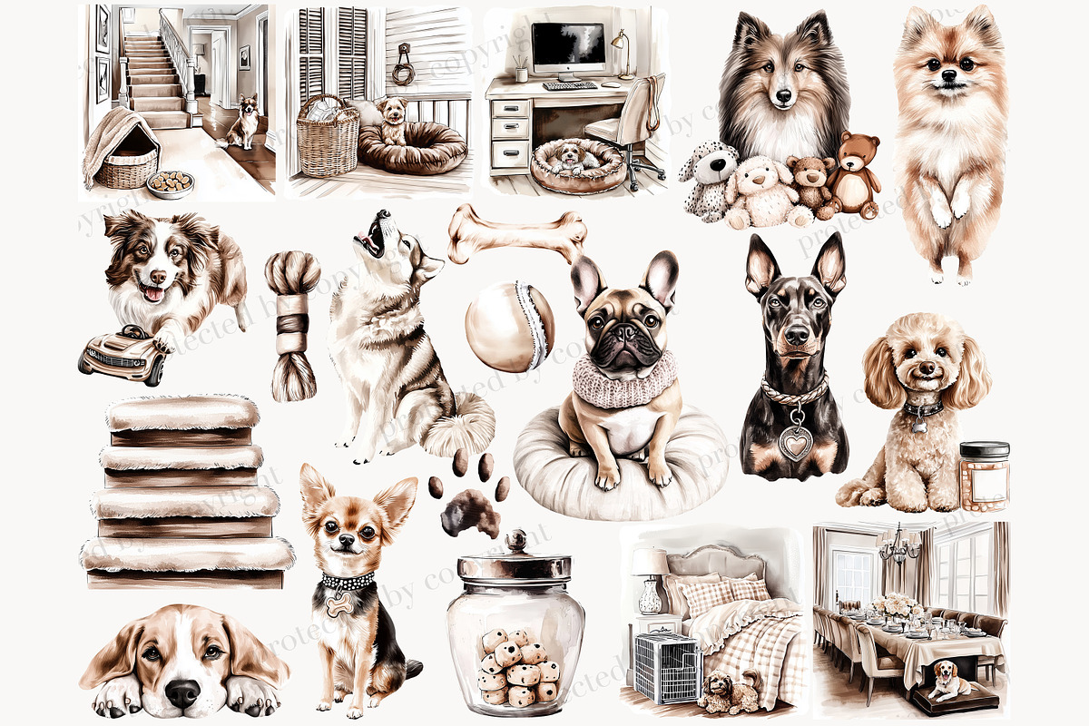 Dog Mom Clipart Set | 50 Dog Breeds, a Person Illustration by GlamArtZhanna (Photo 4 of 8)