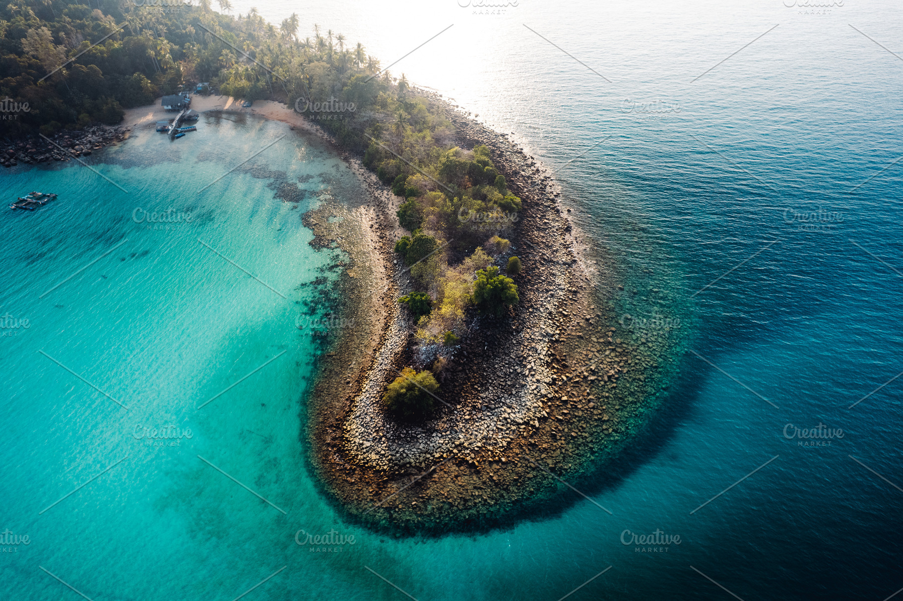 Island and blue water in tropical summer, a Nature Photo by Art Rachen