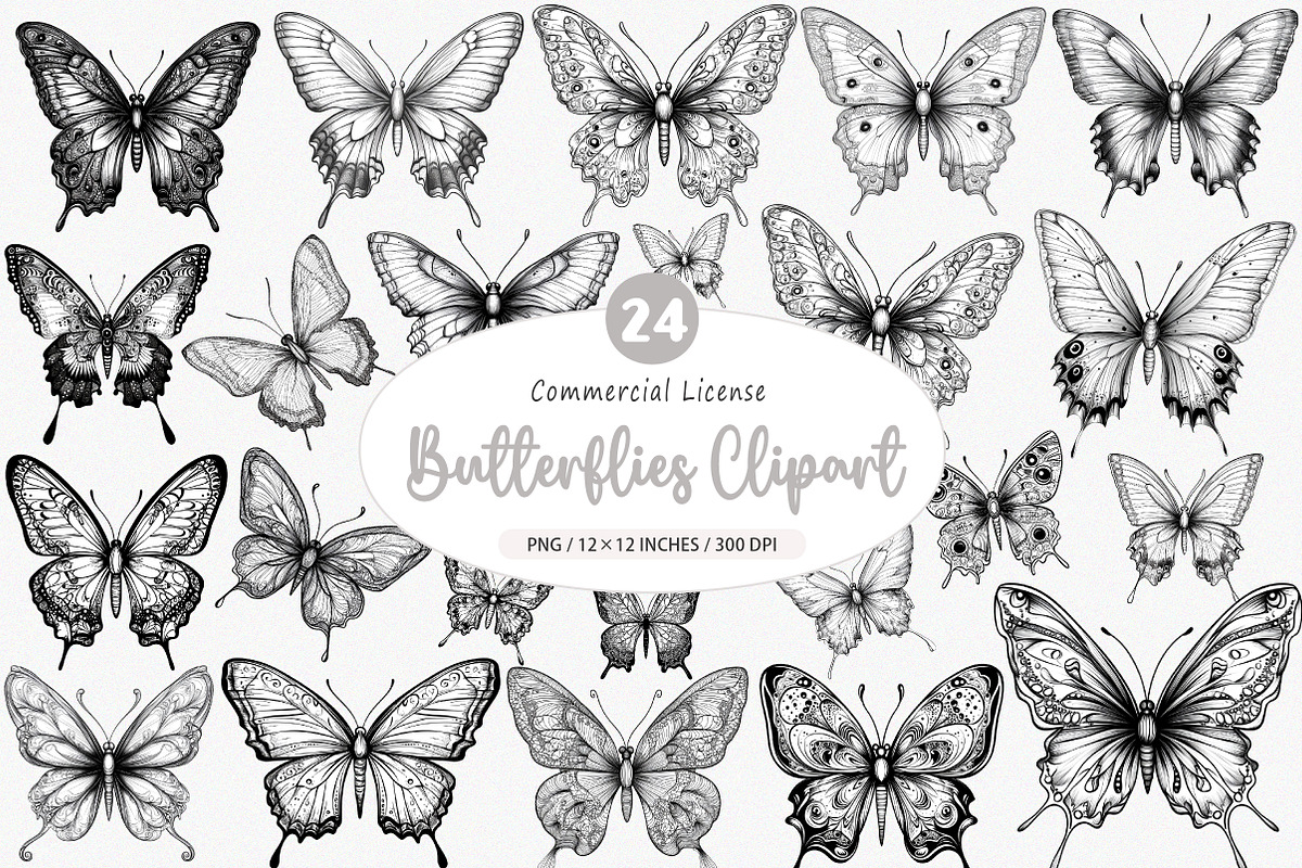 Butterflies Clipart PNG, an Illustration by SinaCreation (Photo 1 of 5)