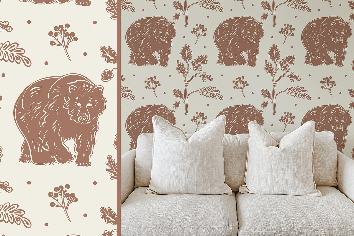 Linocut Animals rustic patterns, an Animal Illustration by Carpet Tapete Pretzel (Photo 14 of 17)