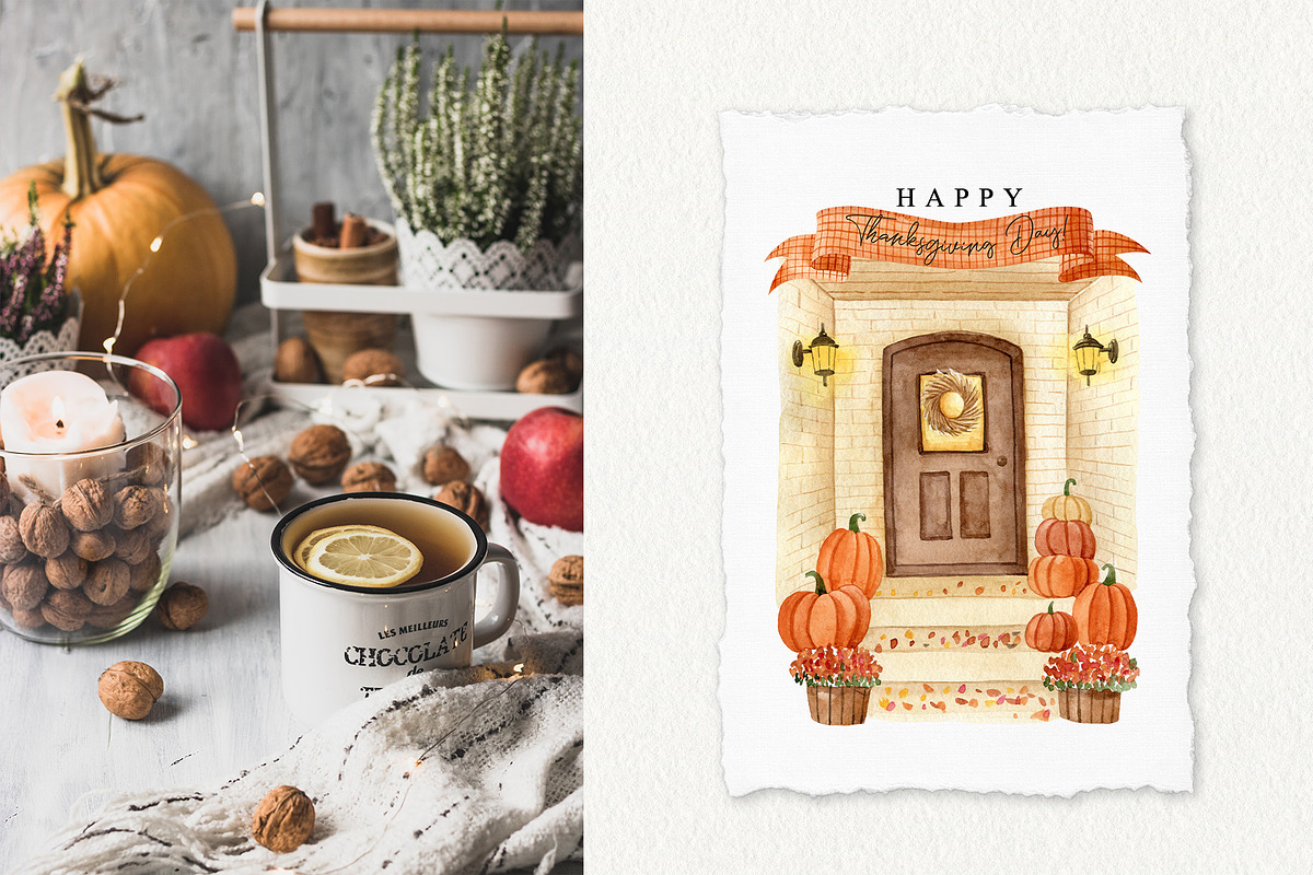 Thanksgiving Dinner watercolor set, an Illustration by Natalia Fedorova (Photo 3 of 10)