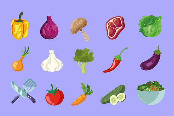 Vegetables and Food Illustration Set preview 2