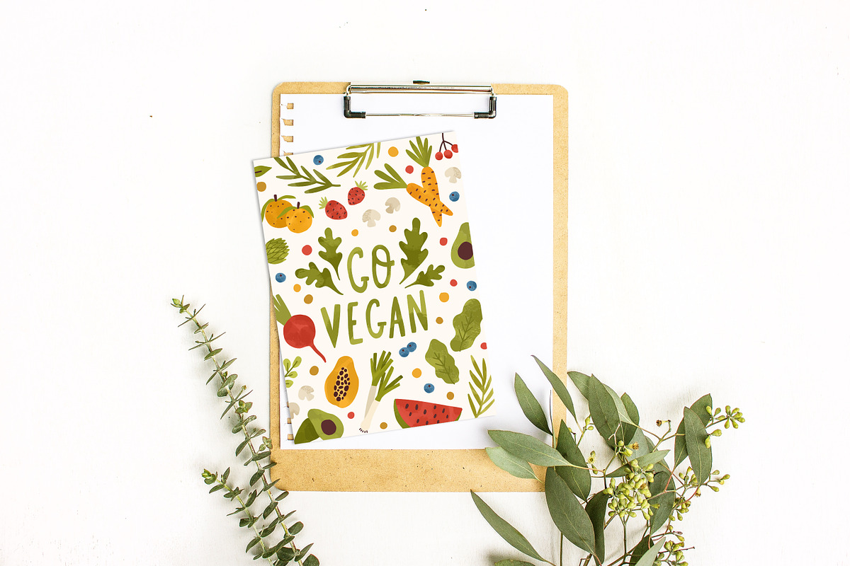 Vegan posters, go green cards, a Decorative Illustration by Good Studio (Photo 3 of 4)