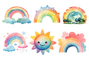 Watercolor rainbow set PNG clipart, a Seasonal Illustration by Whimsy Brush Studio (Thumbnail 3 of 6)