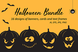 16 Halloween banners and cards