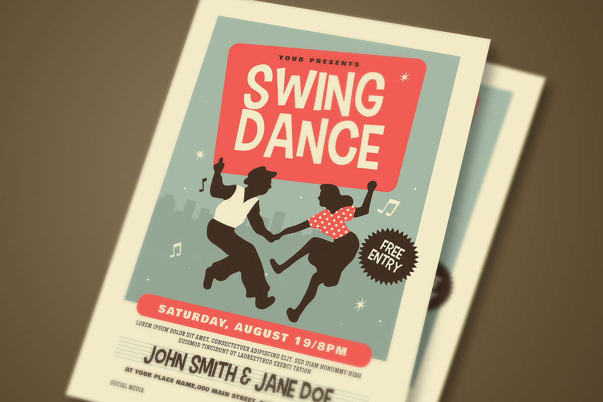 Retro Swing Dance Flyer, a Flyer Template by Guuver