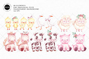 Baby Farm Animals Watercolor Clipart, an Illustration by Gau Silva Studio (Thumbnail 2 of 6)