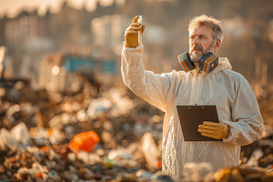Scientist examining sample at landfi, a Photo by Pixeness Studio