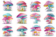 Whimsical Spring Mushroom Clipart, an Illustration by Dream Creation (Thumbnail 5 of 7)