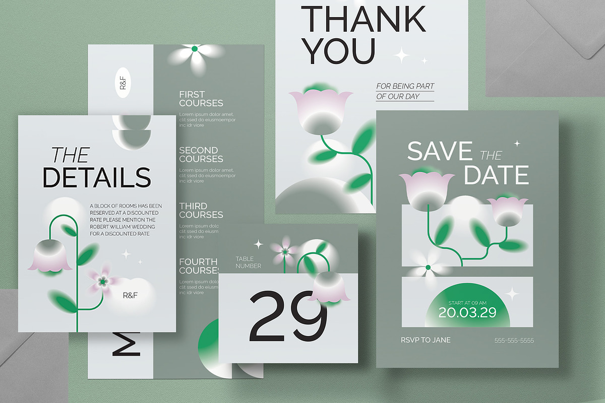 Geometric Wedding Invitation Set, an Invitation Template by graphicook (Photo 3 of 3)