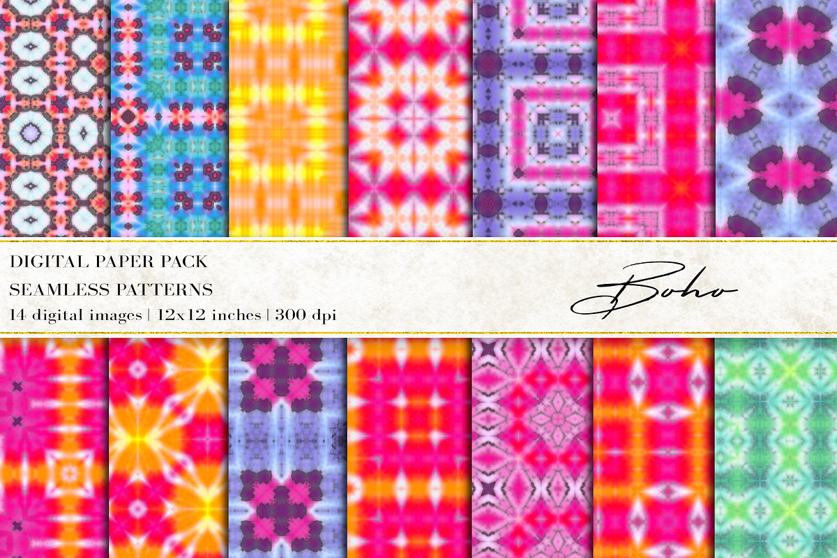 Boho Tie Dye Digital Papers, a Pattern Graphic by BonaDesigns (Photo 1 of 2)
