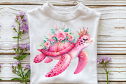 Watercolor Pink Sea Turtle Clipart, an Illustration by CraftArtStudio (Thumbnail 3 of 6)