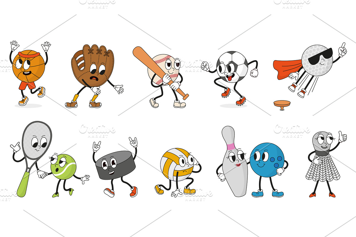 Sport groovy characters. Funny retro, a Sport Illustration by Valerie Bodnar