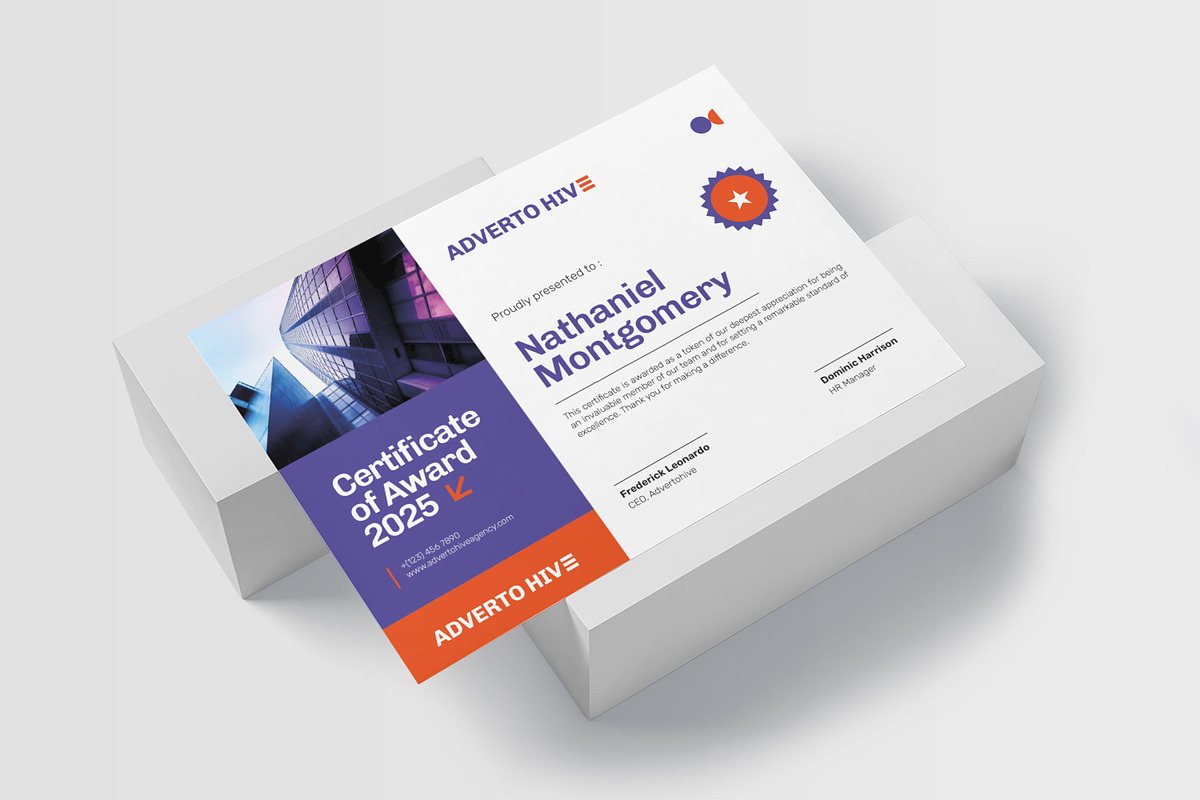 Advertohive Agency - Certificate, a Print Template by Esensifiksi.studio (Photo 1 of 3)