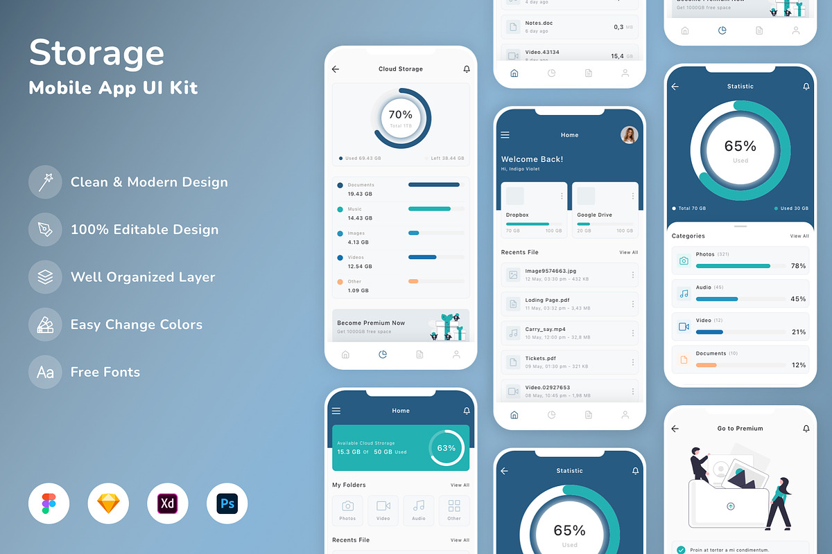 Storage Mobile App UI Kit, an UI Kit Template by Betush
