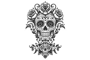 Sugar Skull And Roses Day Of The