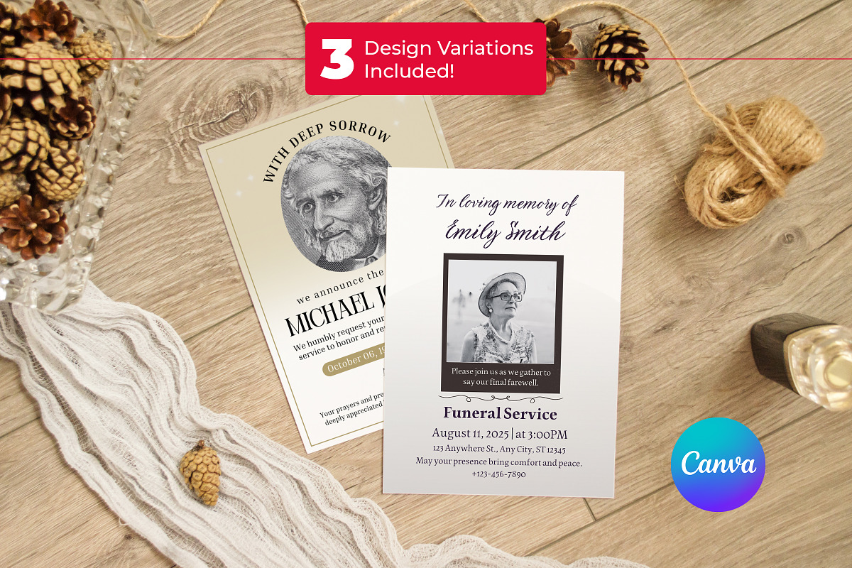 Funeral Invitation Canva Template, a Design Template by Snapybiz (Photo 1 of 10)