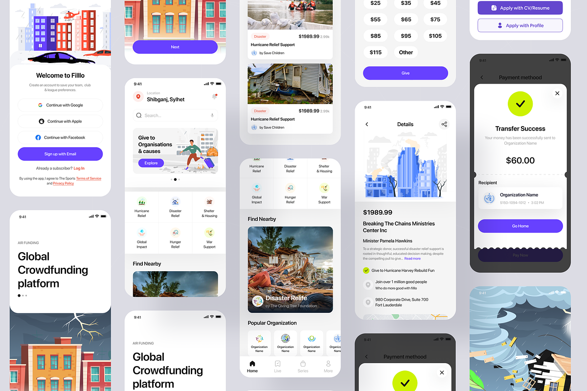 Filllo Crowdfunding App UI Kit, an UI Kit Template by floxui (Photo 4 of 8)