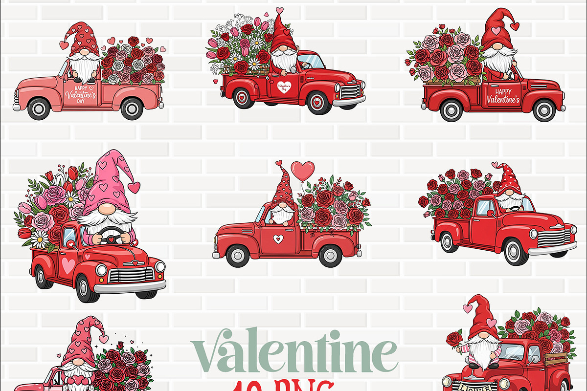Valentine Gnome Clipart Designs, a Texture Graphic by crative8112 (Photo 1 of 9)