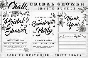 Chalk Bridal Shower Invite Bundle, an Invitation Template by SkyvaraSupply