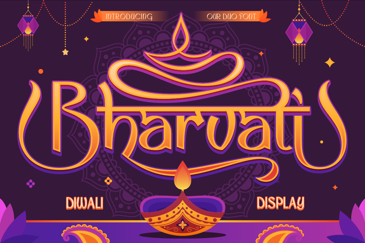 Bharvati - Diwali Display Font, a Sans Serif Font by Burntilldead (Photo 1 of 12)