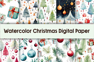 Watercolor Christmas Digital Paper