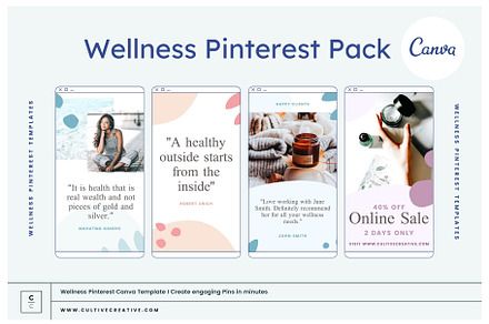 Wellness Pinterest Canva Templates