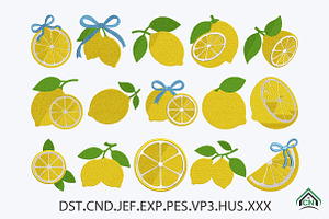 Lemon Embroidery Design Bundle, a Solid Icon by Craft Nest