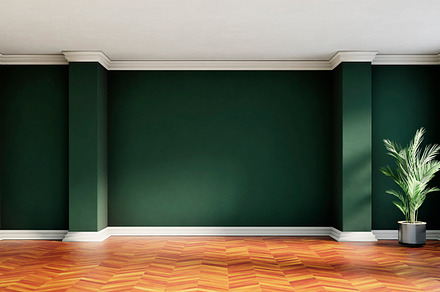 Empty painted plaster wall in modern interior space with window