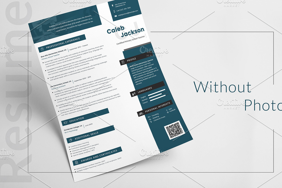 Printable Resume: School Teacher, a Resume Template by MotoCMS (Photo 2 of 3)