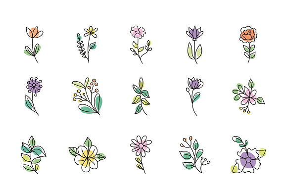 HandDrawn Flowers Illustration Set preview 2