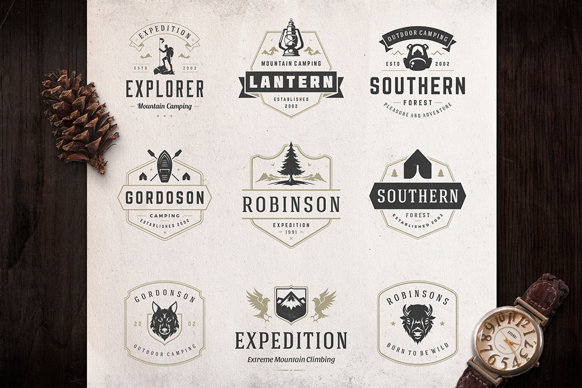 50 Outdoor logos and badges, a Branding & Logo Template by Vasya Kobelev (Photo 4 of 19)