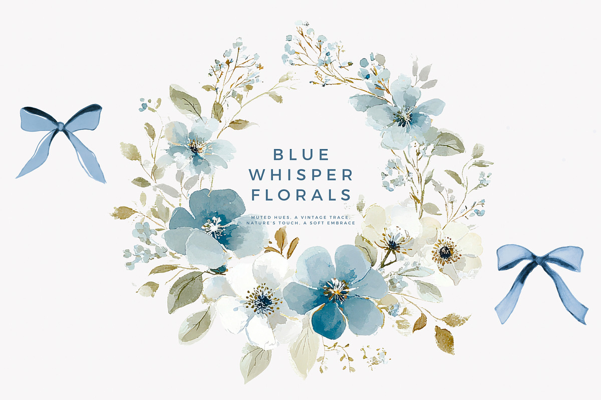 watercolor blue preppy floral clipar, an Illustration by Patishop Art (Photo 8 of 10)