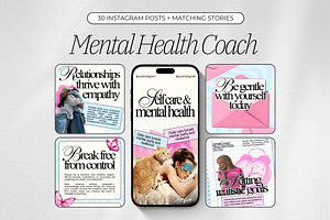 Mental Health Instagram Template, a Social Media Template by ZenSocialDesigns