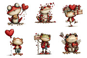 Whimsical Valentines Frog Clipart, an Illustration by Dream Creation (Thumbnail 4 of 7)