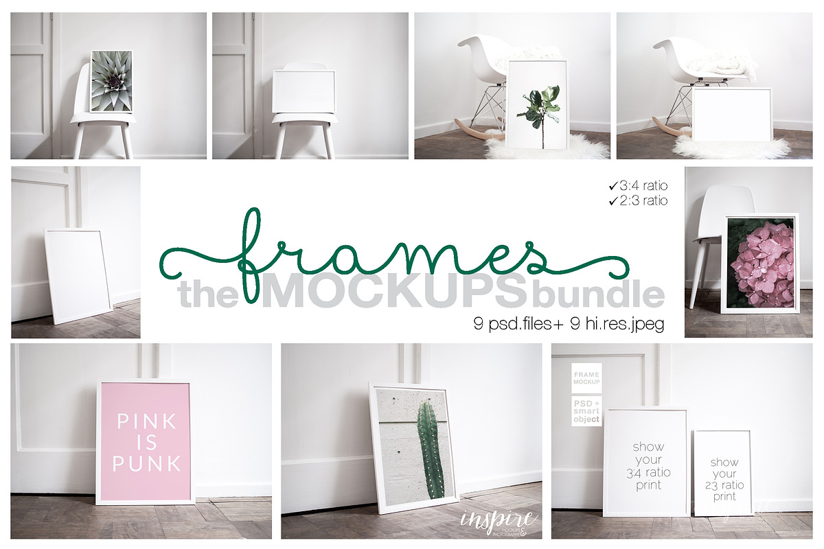 Nordic Frame Mockup Bundle JPG+PSD, a Print Template by Inspire Mockups (Photo 1 of 5)