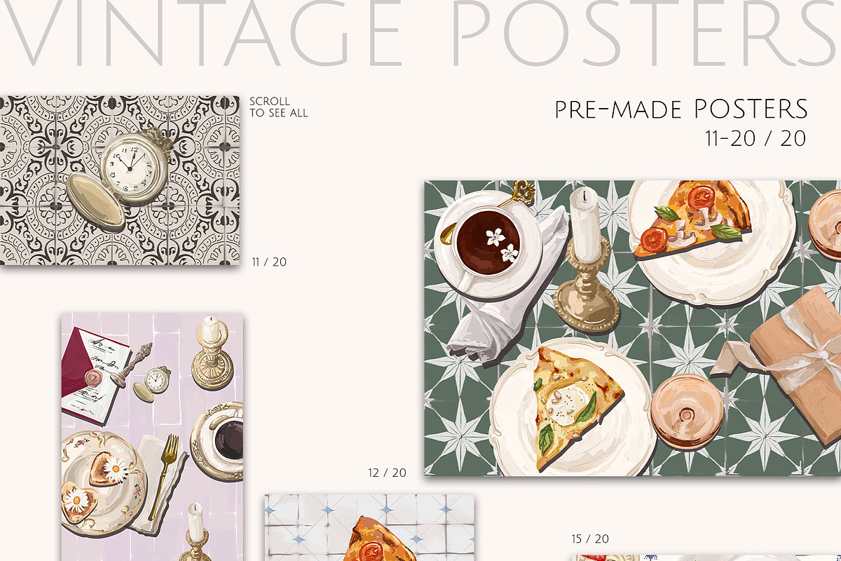 VINTAGE POSTERS creator kit, a Decorative Illustration by Yuliia Lashevska (Photo 11 of 12)