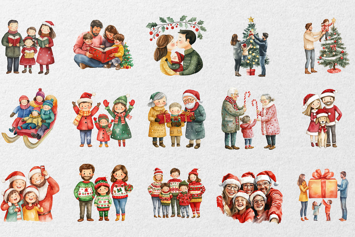Christmas Family Clipart, an Illustration by DreamCafeArt (Photo 4 of 5)