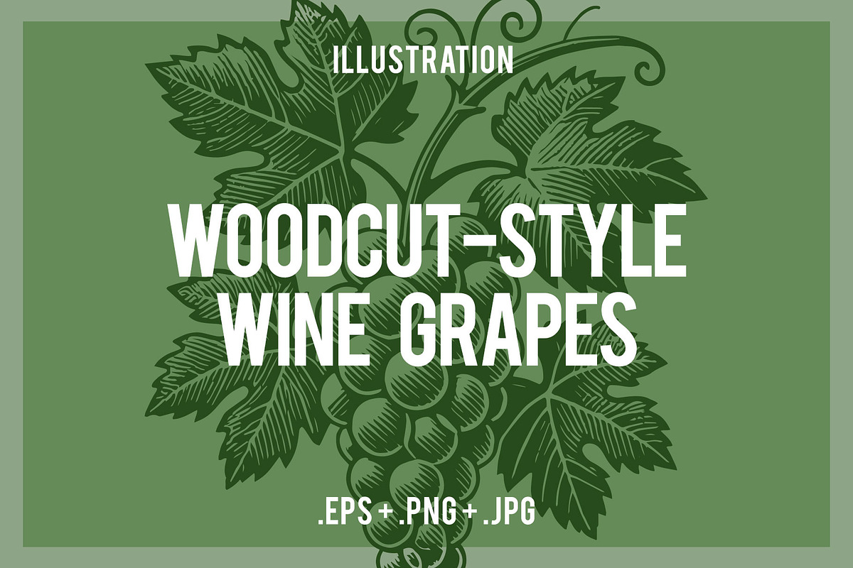 Woodcut-Style Wine Grapes, a Food Illustration by Electric Ink (Photo 1 of 2)