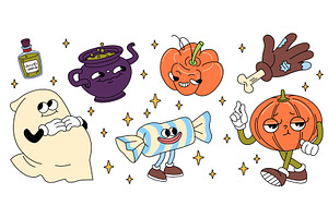 Groovy Halloween party elements, an Illustration by art PVP - market