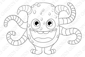 Monster Alien Cute Cartoon Funny, an Illustration by Christos Georghiou
