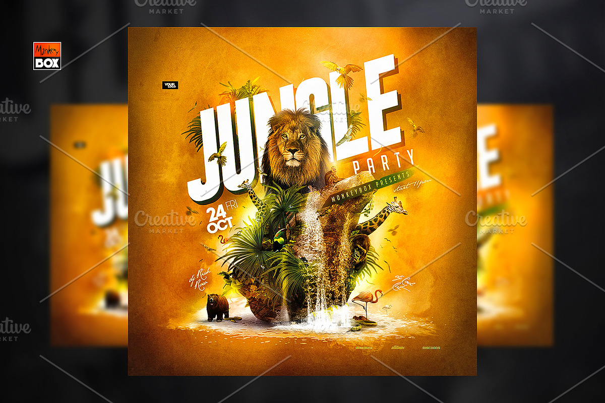 Flyer Jungle Party, a Flyer Template by MonkeyBOX (Photo 1 of 3)