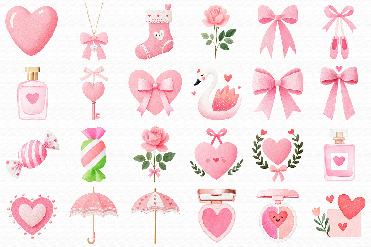 Coquette Valentines Clipart, an Illustration by Libby Wishes (Photo 2 of 7)